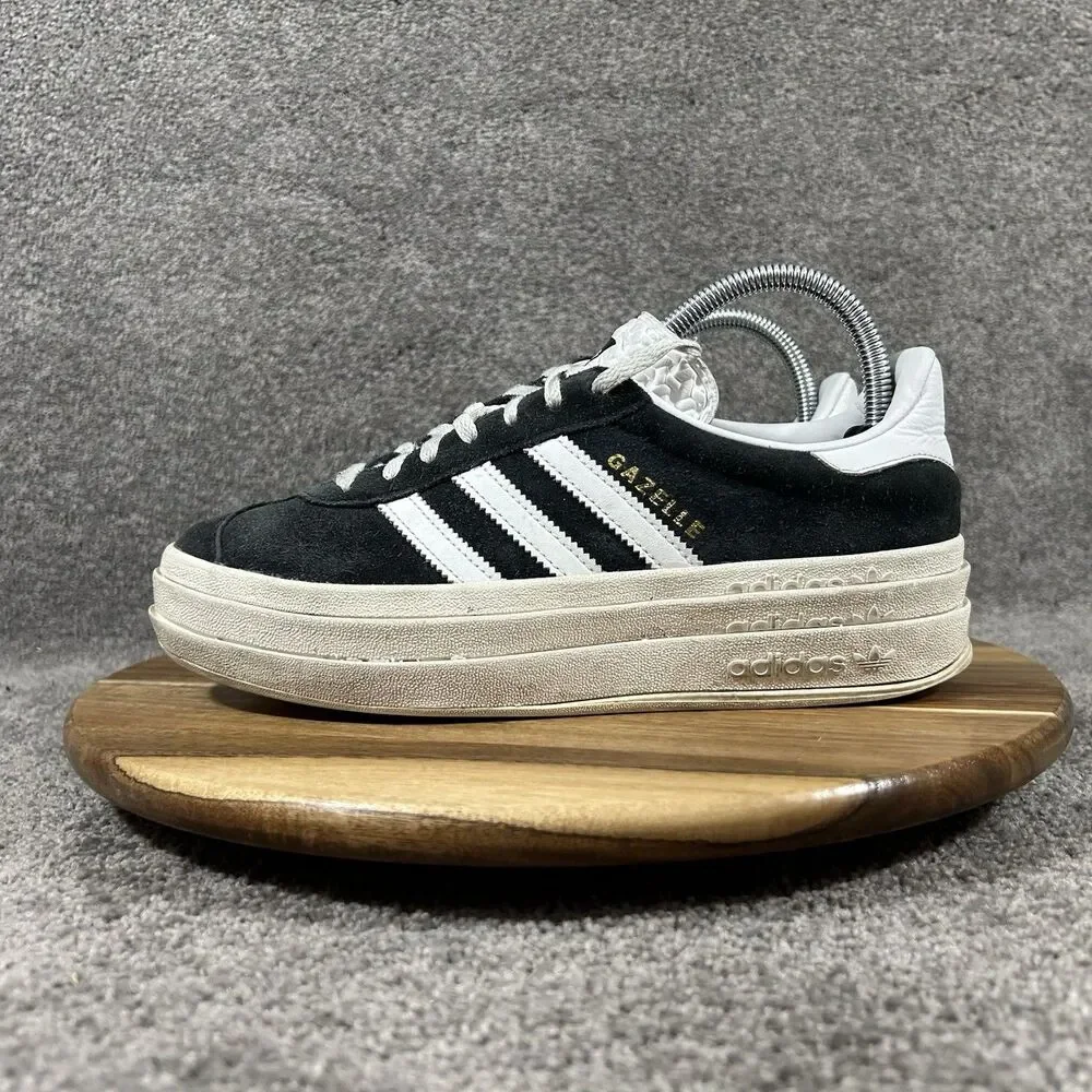 Adidas Gazelle Women's Size 7.5 Bold Black White Casual Platform Shoes Used